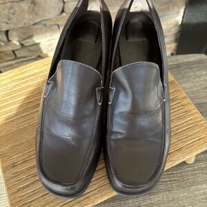 Casual Leather Upper Women's  Shoes Brown Size 11W With 3" Block Heels *Read*